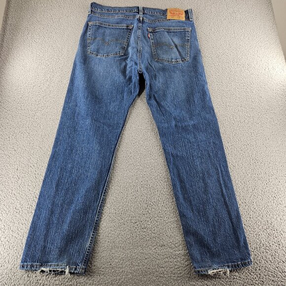 Levis Jeans Mens 36x30 505 Blue Straight Leg Zip Fly - Picture 13 of 16